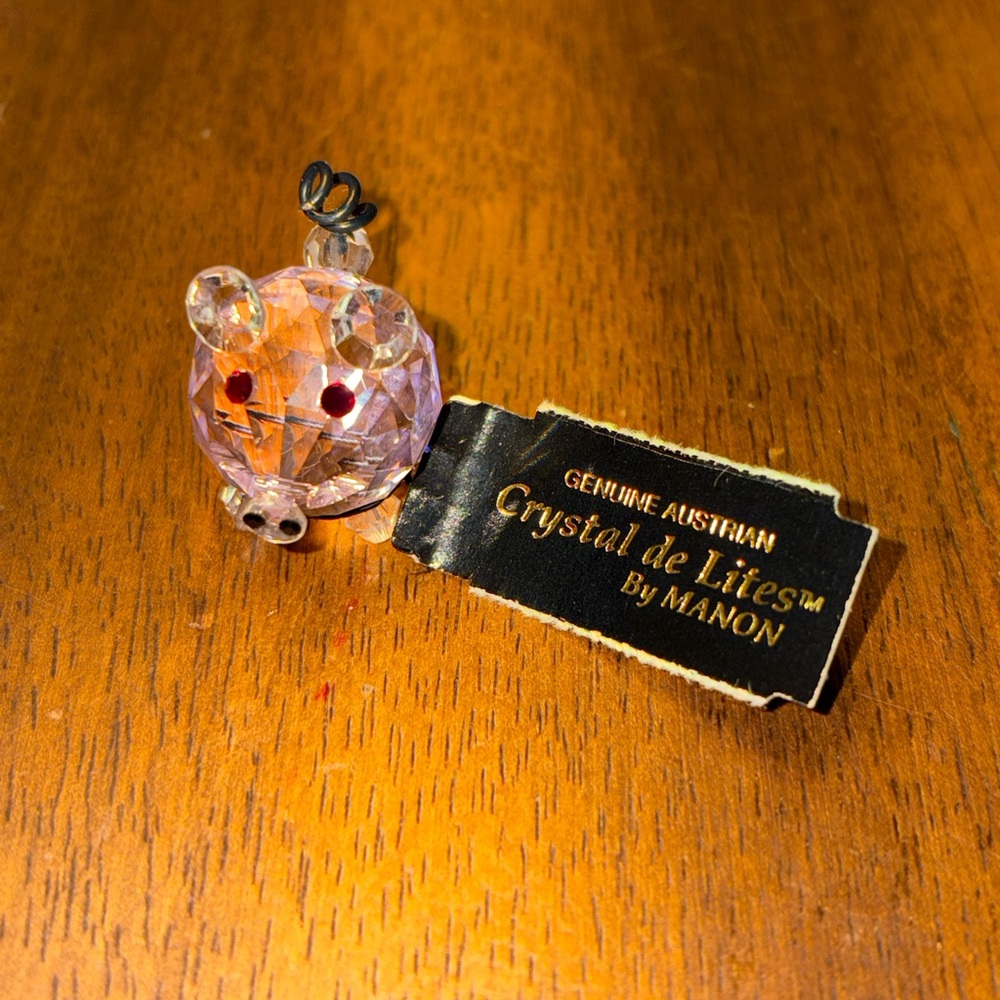 Crystal de Lites By MANON Pink Faceted Crystal Pig #560